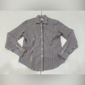 SOLD Brooks Brothers 100% Cotton Fitted Shirt Blouse Stripes Woven In Italy W